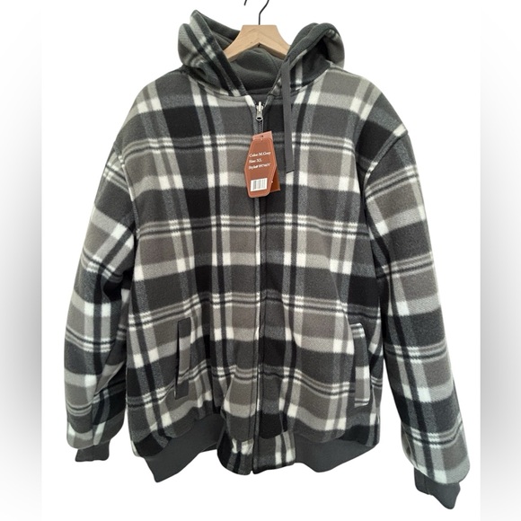 Reversible Heavy Thick Flannel Plaid Jacket Sherpa Fleece Lined Hoodie Size: XL - Picture 2 of 9